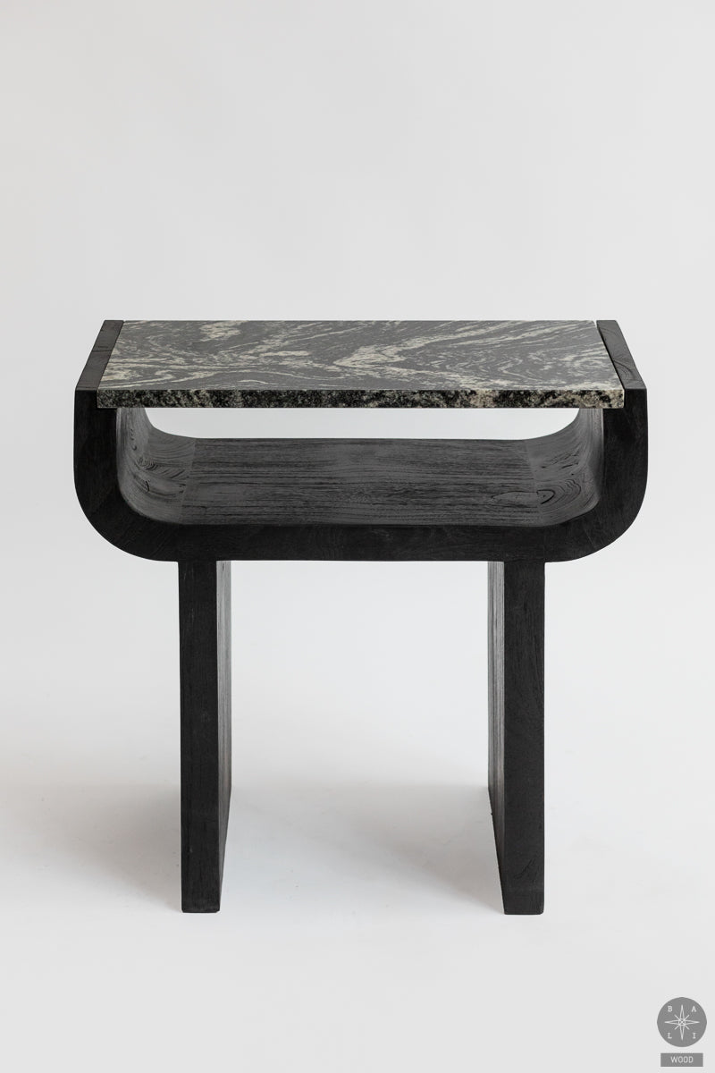 Teak wood and granite coffee table