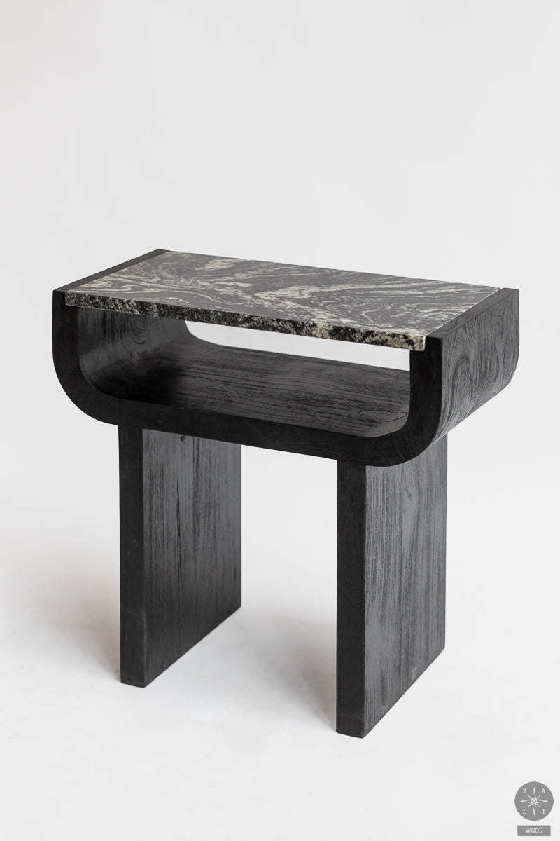 Teak wood and granite coffee table