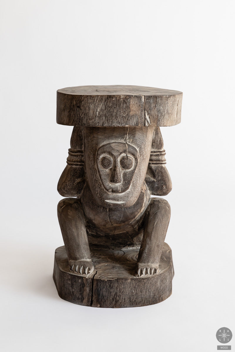 Primitive art teak wood table