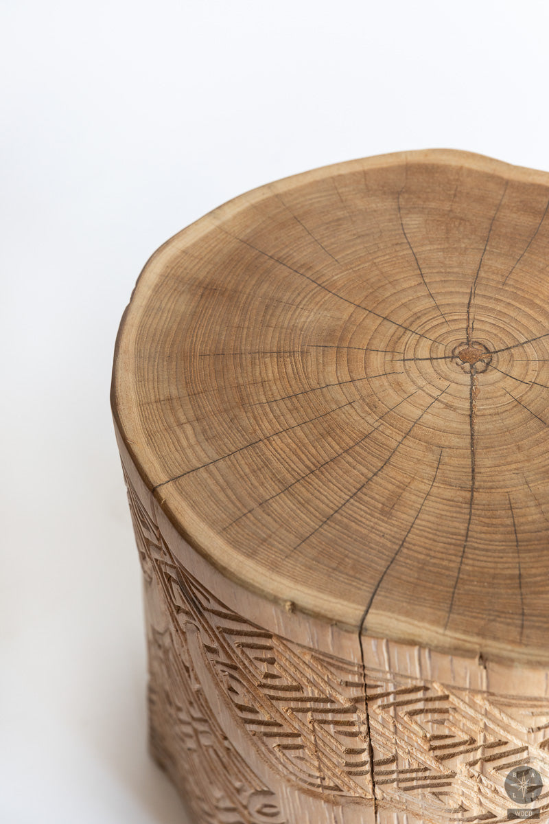 Primitive art teak wood table