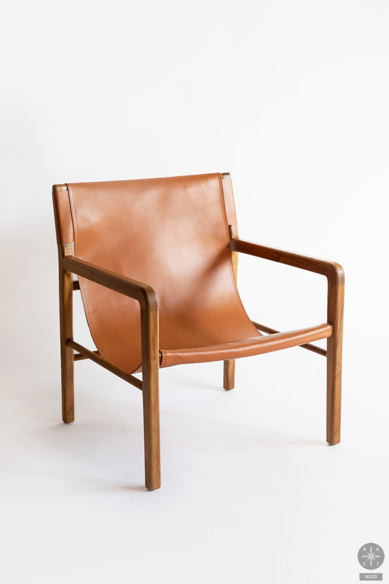 Teakwood armchair with leather