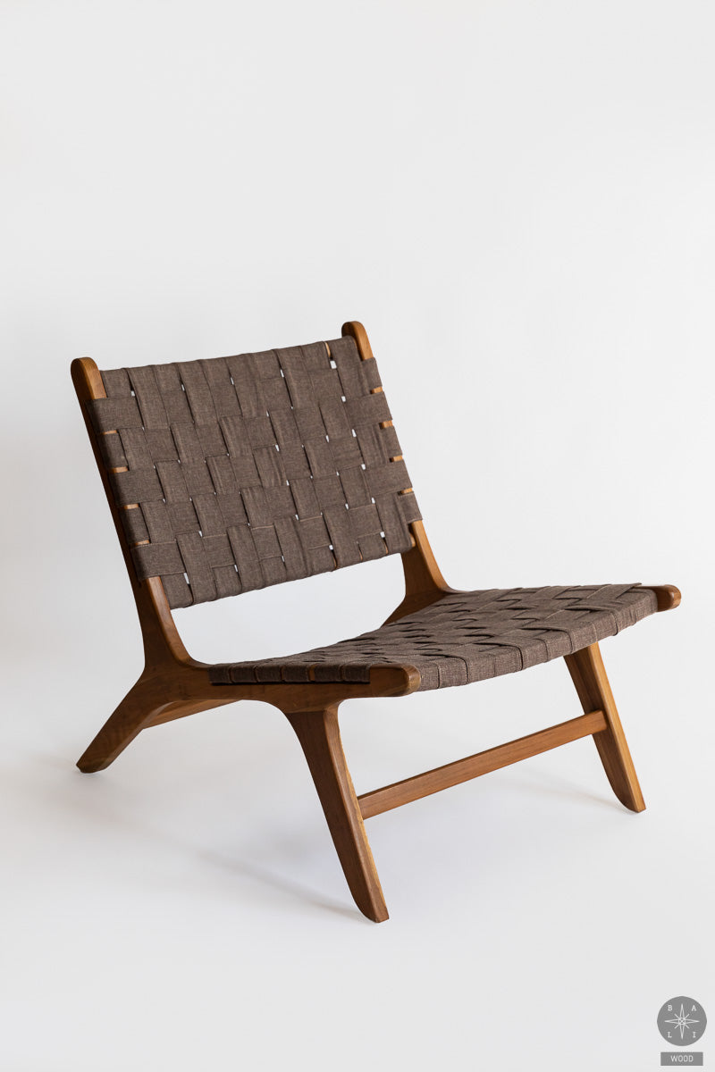 Teakwood low chair with fabric