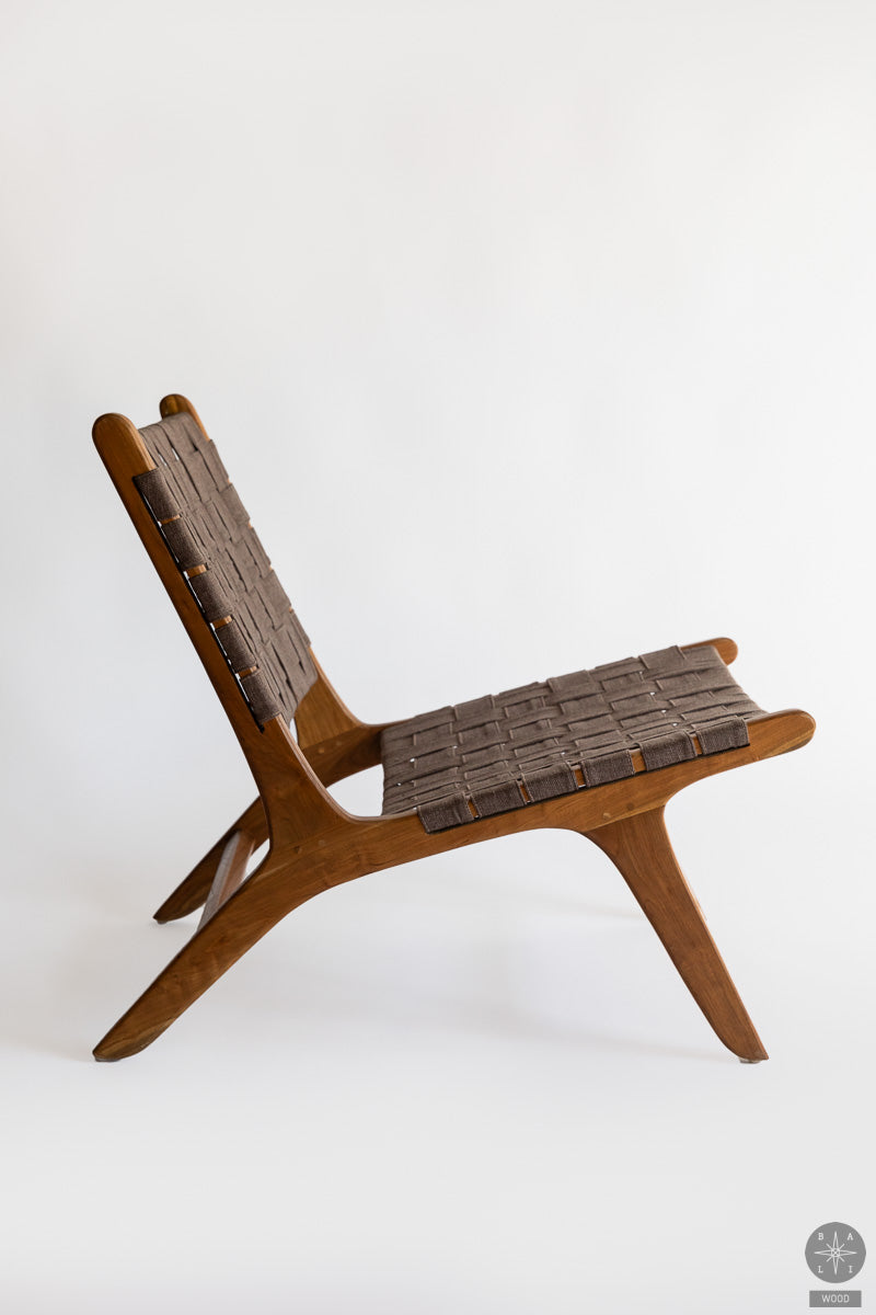 Teakwood low chair with fabric