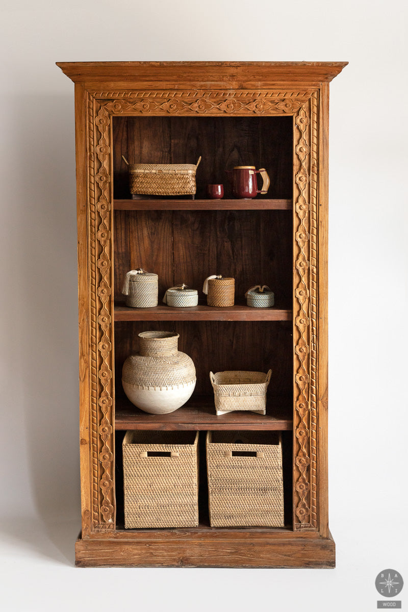 Teak wood shelve with carving