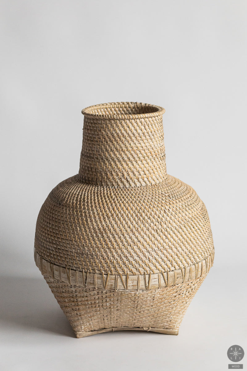 Vase made of rattan and bamboo