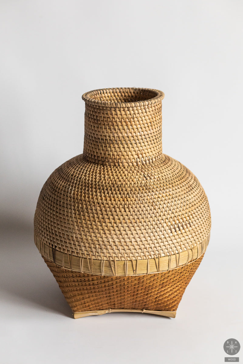 Vase made of rattan and bamboo