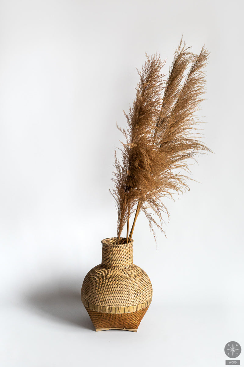 Vase made of rattan and bamboo