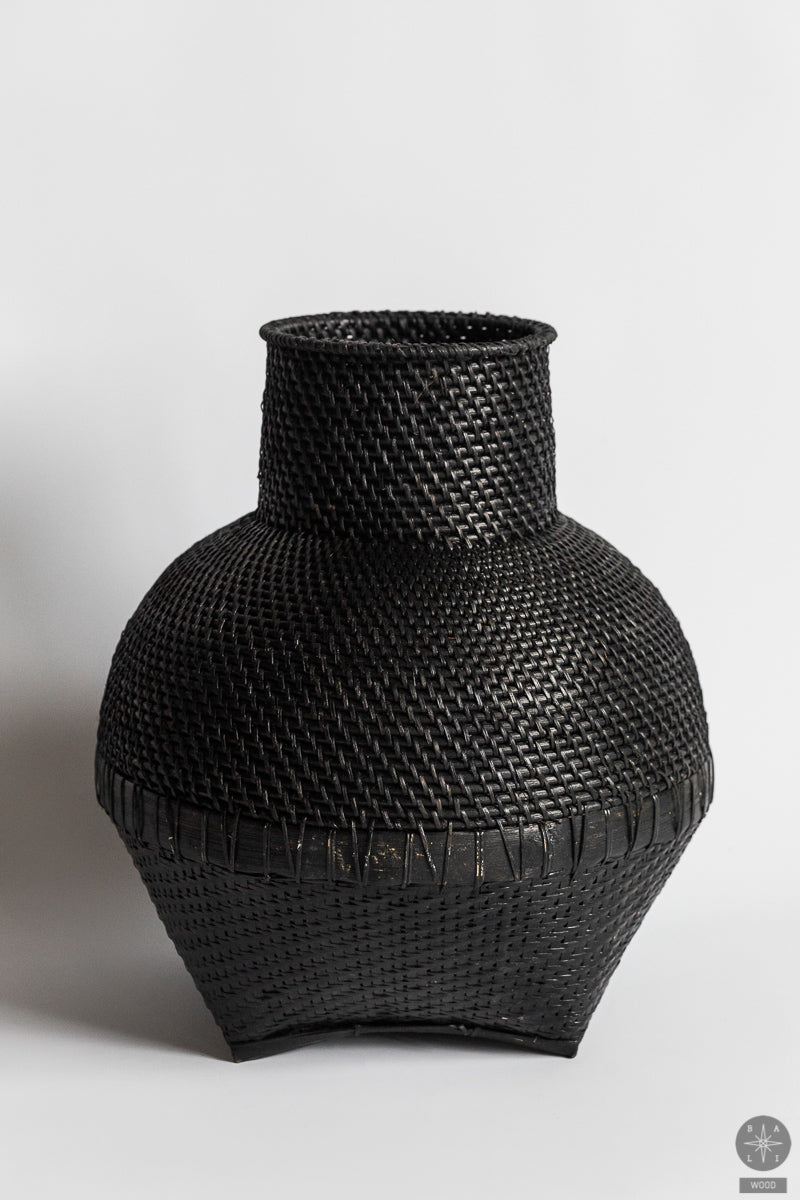 Vase made of rattan and bamboo