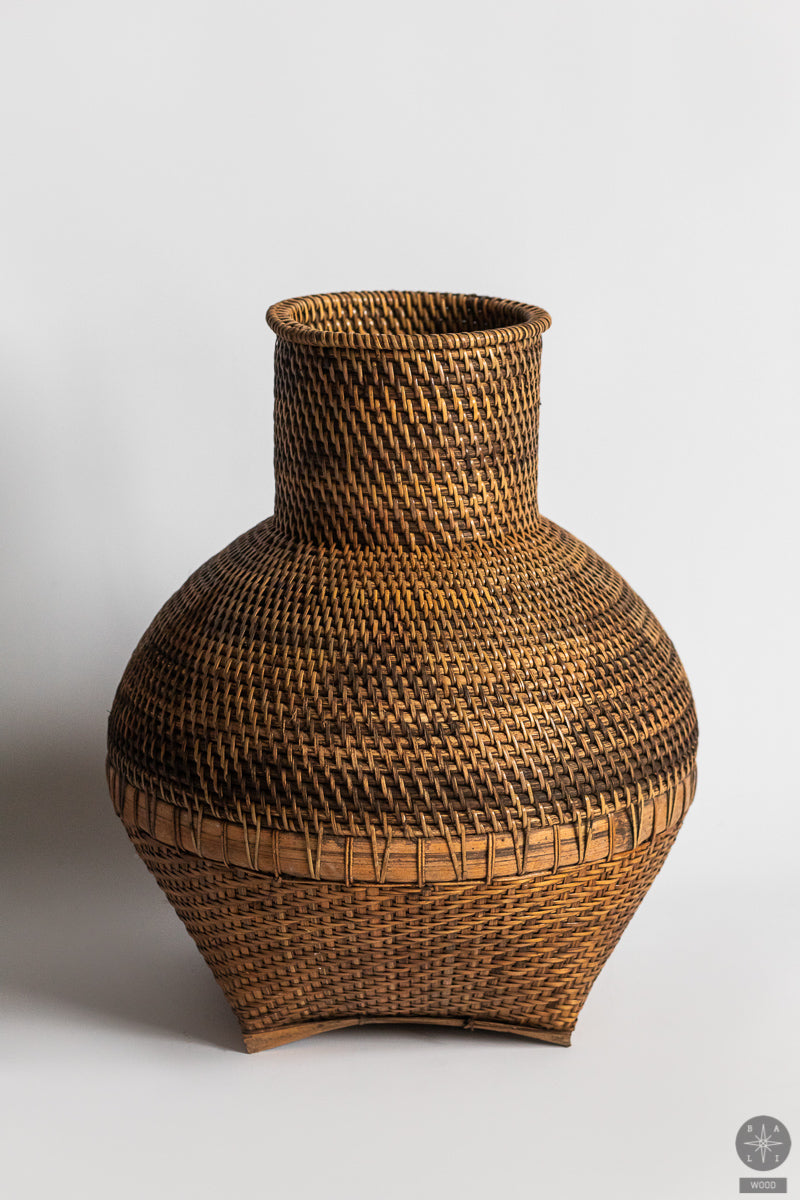 Vase made of rattan and bamboo