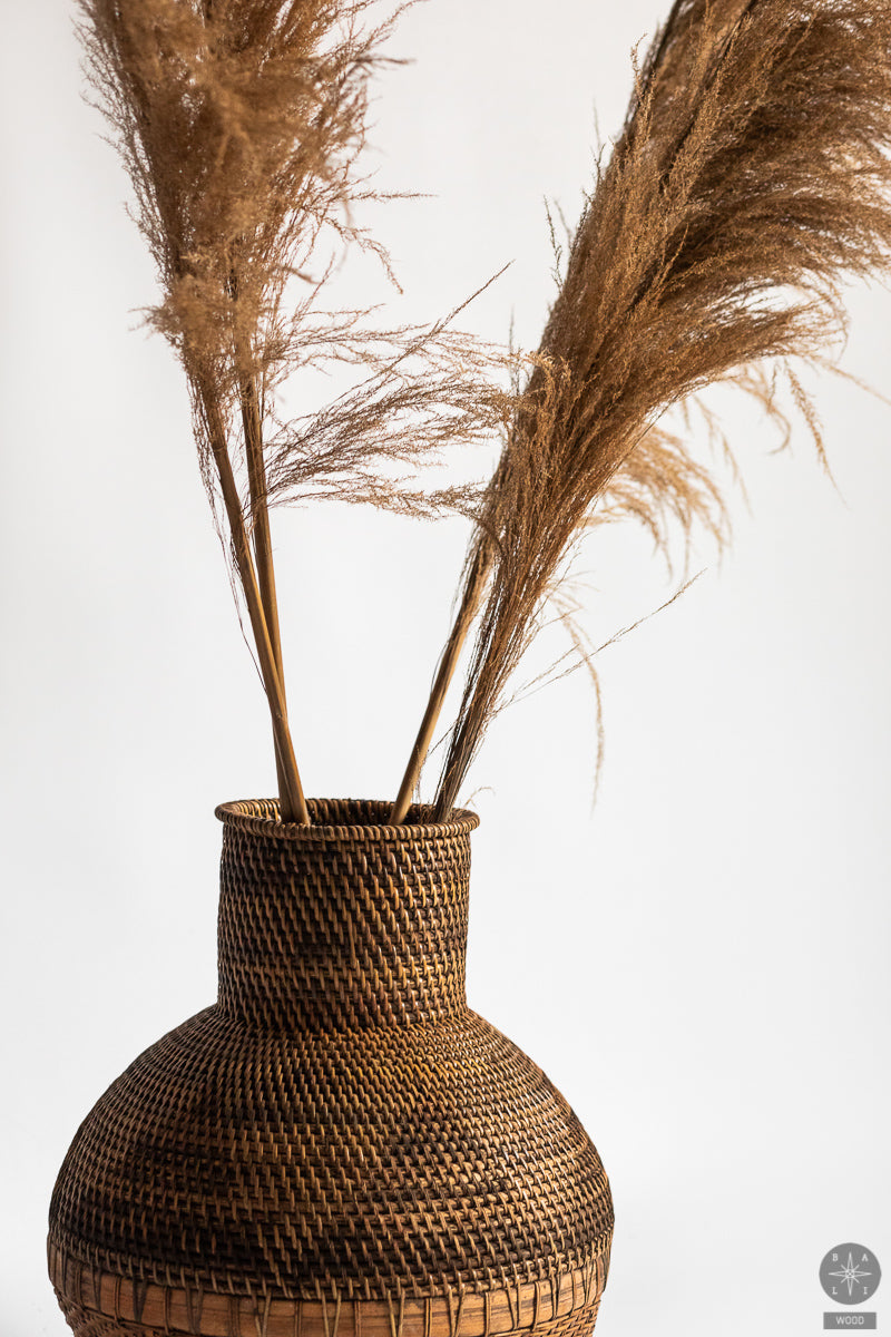 Vase made of rattan and bamboo