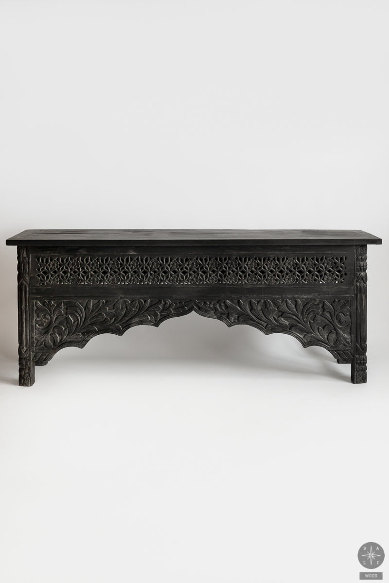 Oriental style teak wood console