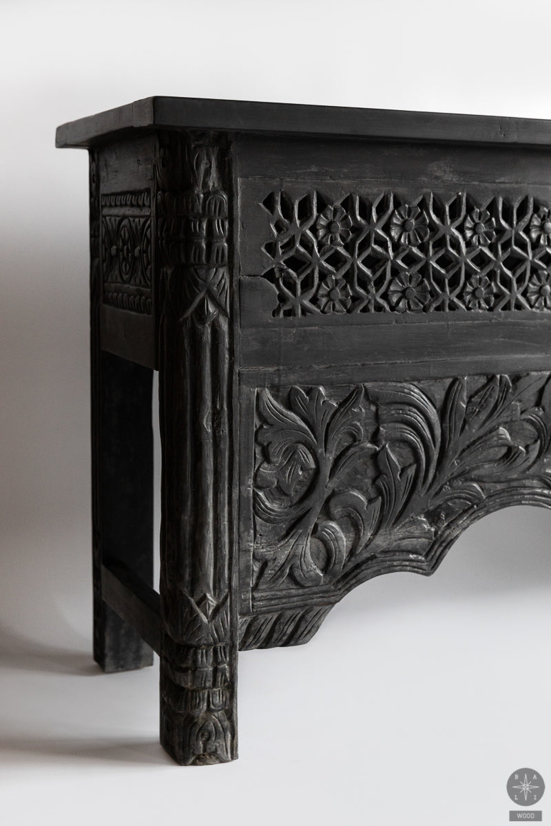 Oriental style teak wood console