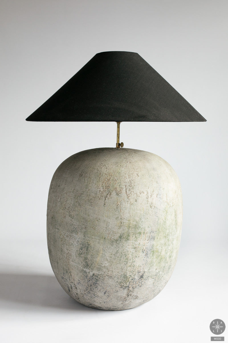 Concrete floor lamp with shade