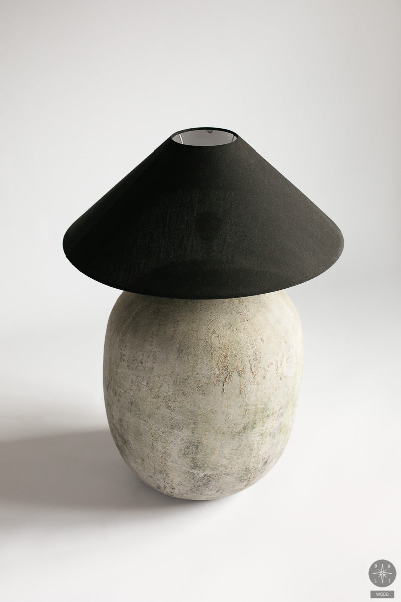 Concrete floor lamp with shade