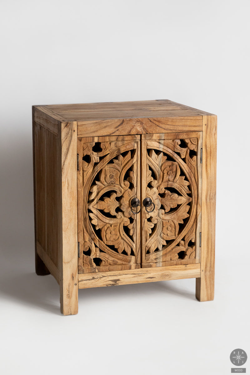 Teak wood cabinet with carving