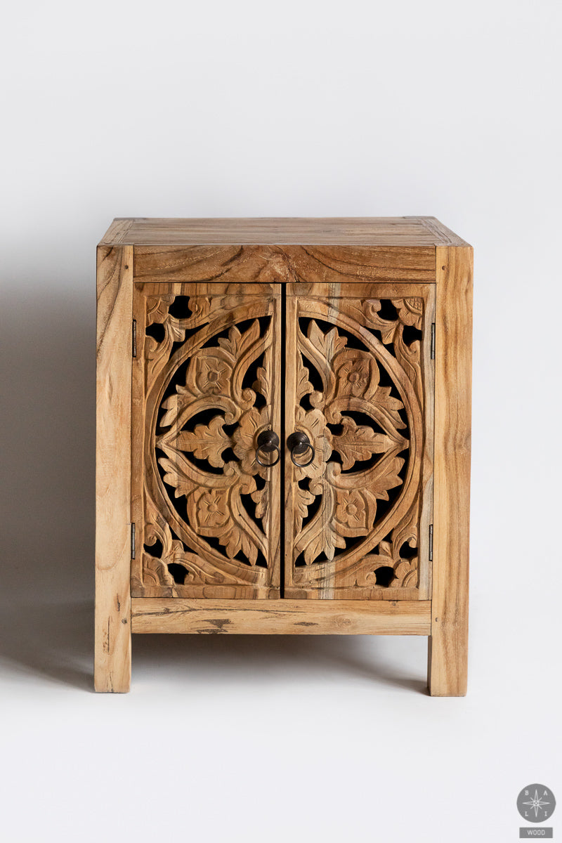 Teak wood cabinet with carving