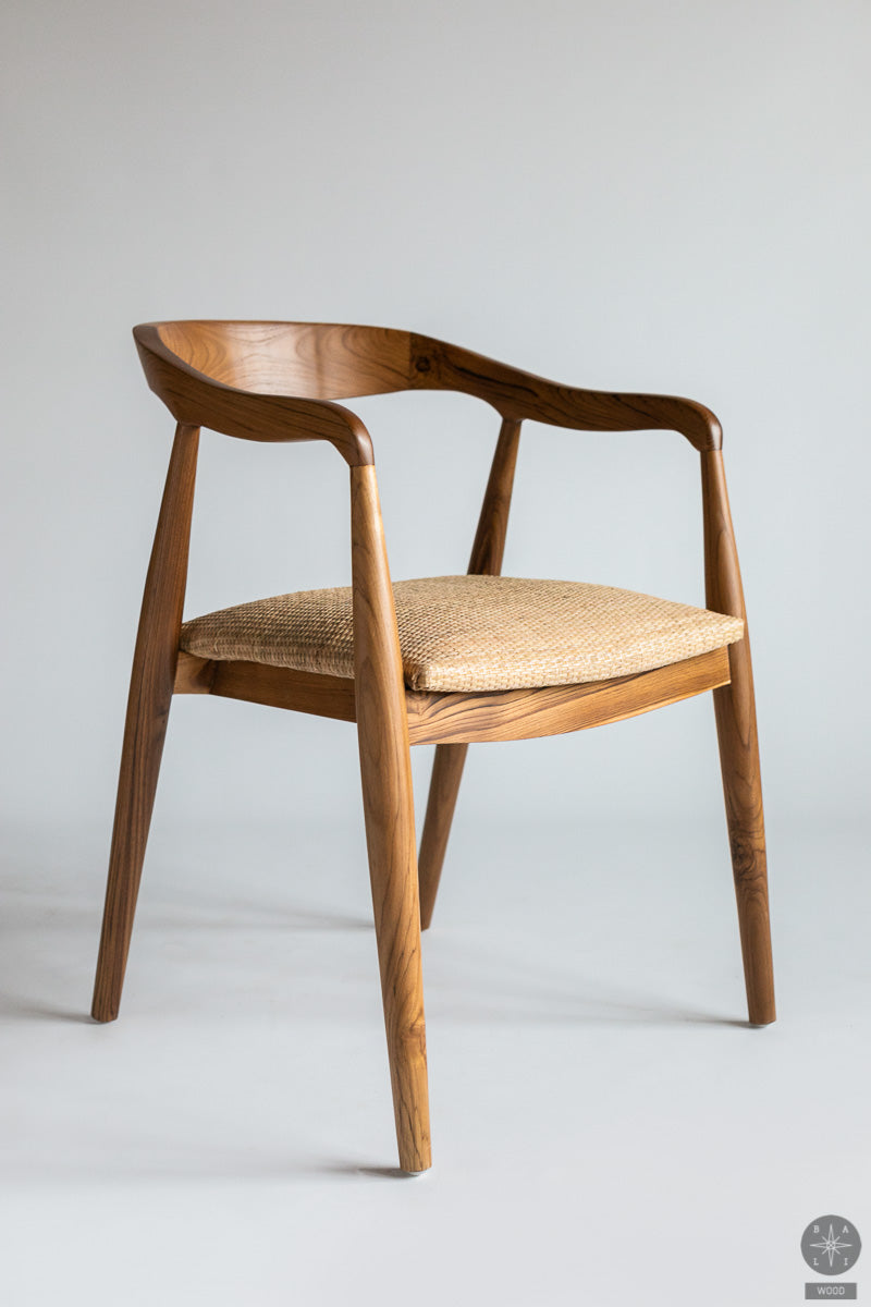 Teak wood chair with rattan