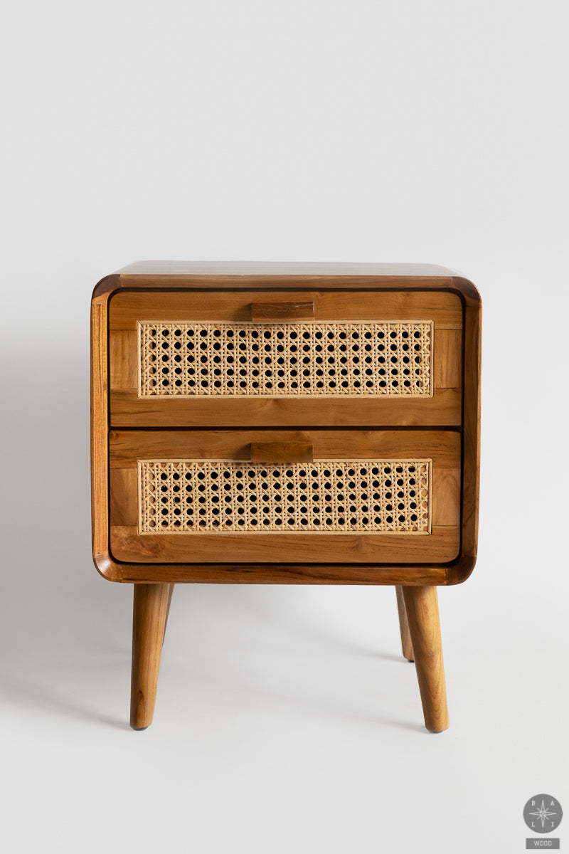 Teak wood cabinet with rattan