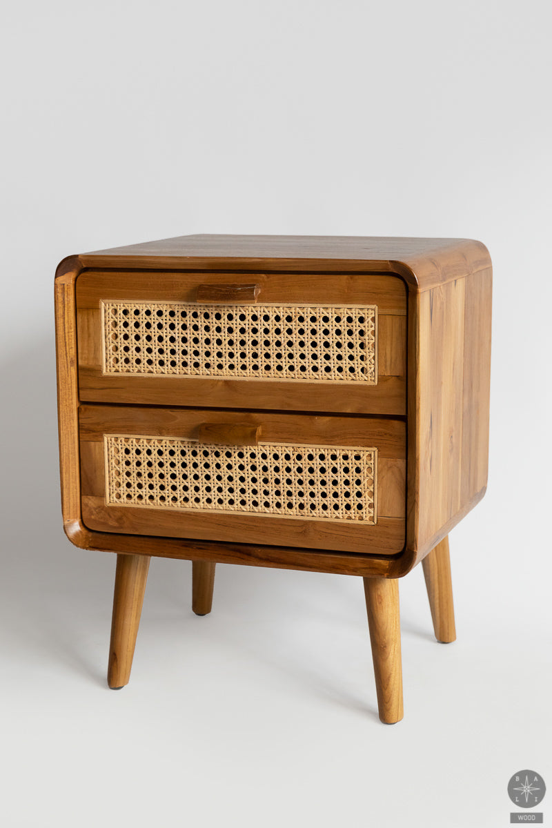 Teak wood cabinet with rattan