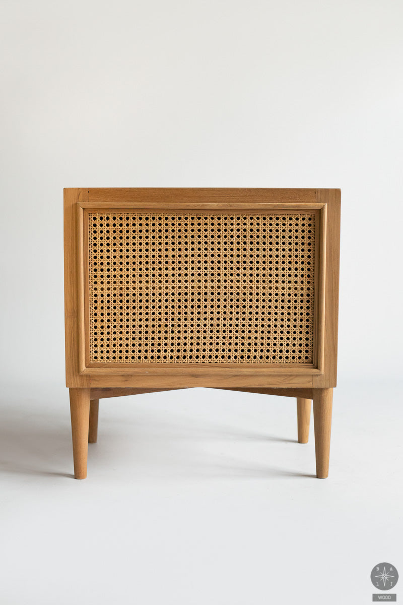 Teak wood cabinet with rattan