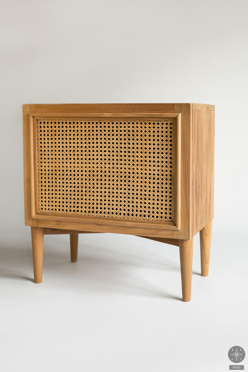 Teak wood cabinet with rattan
