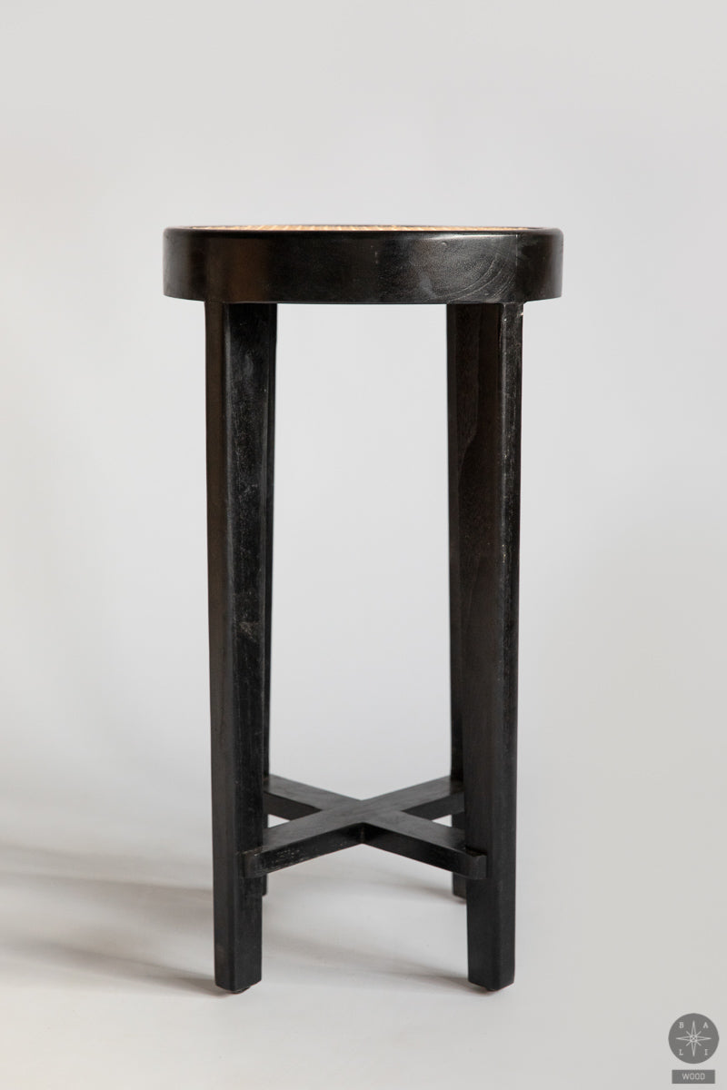 Teak wood and rattan half-bar chair (DAMAGED ITEM)