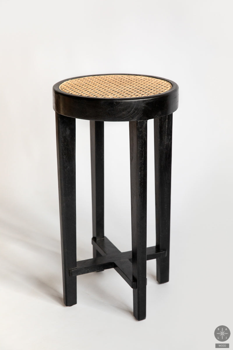 Teak wood and rattan half-bar chair (DAMAGED ITEM)