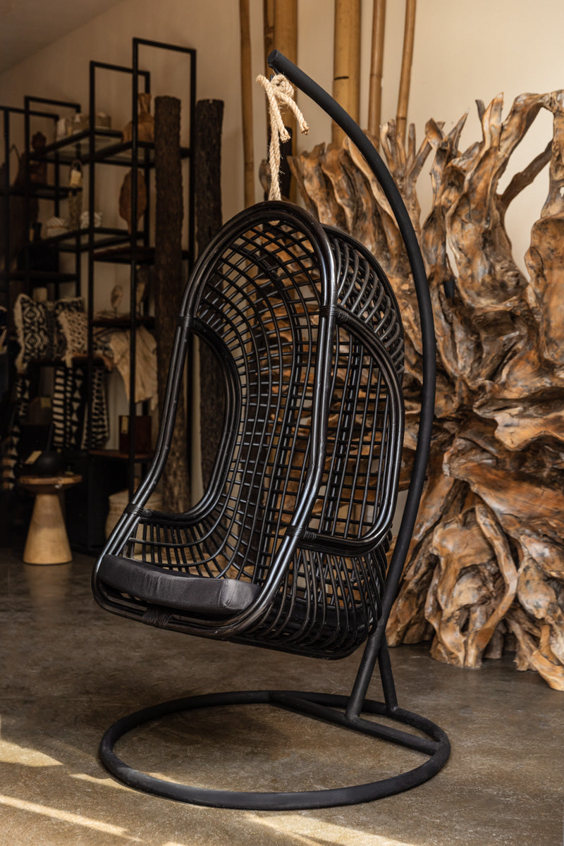 Rattan hanging chair with stand