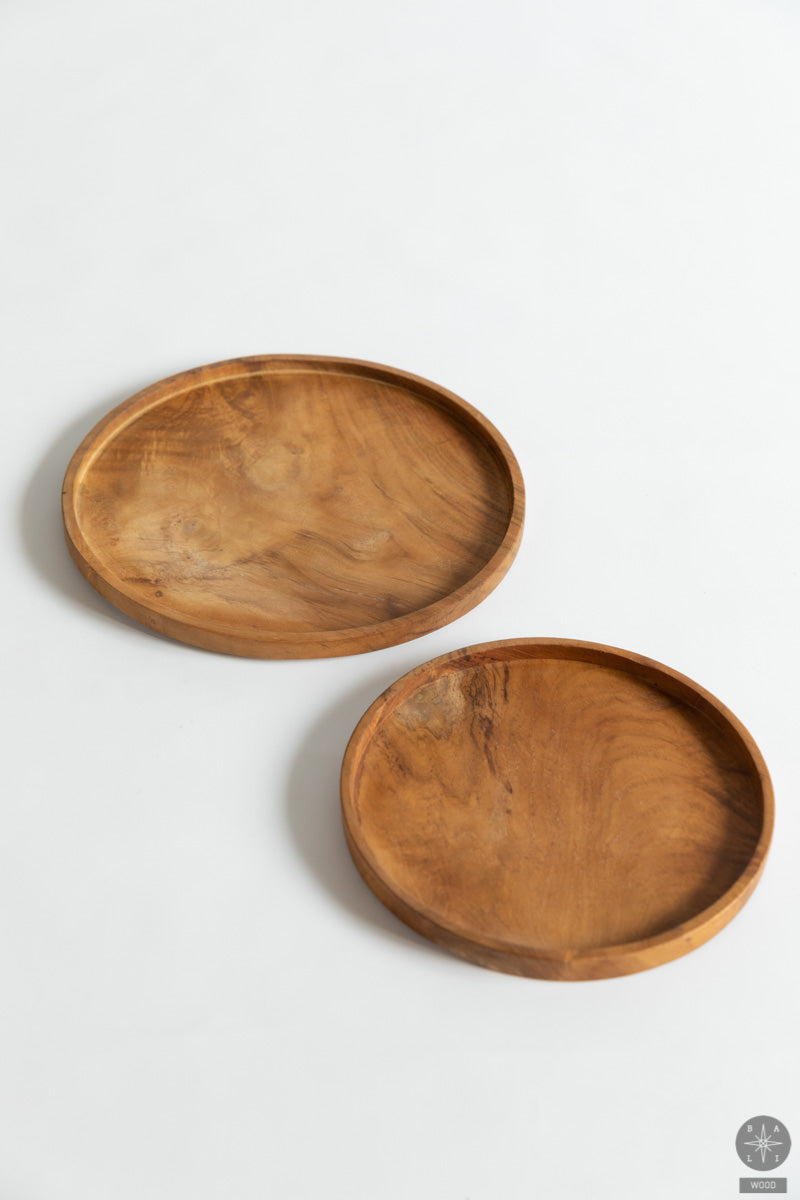 Flat teak wood plate