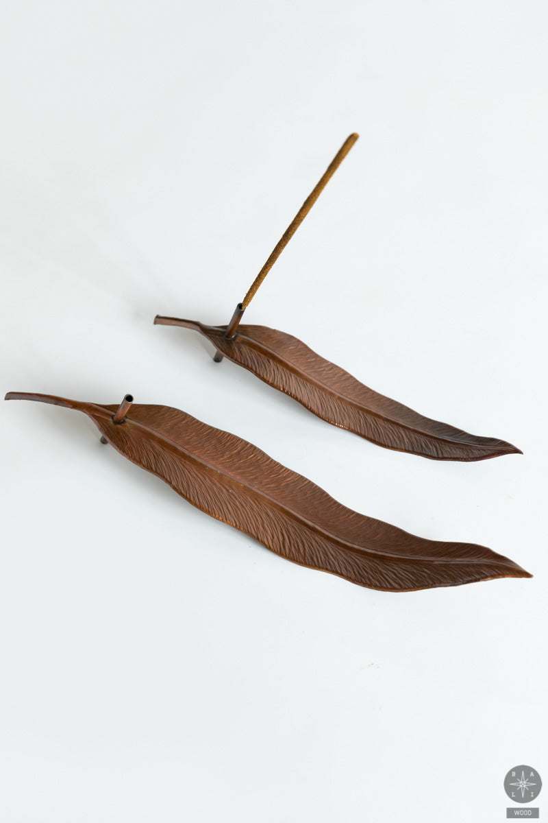 Leaf-shaped copper incense burner
