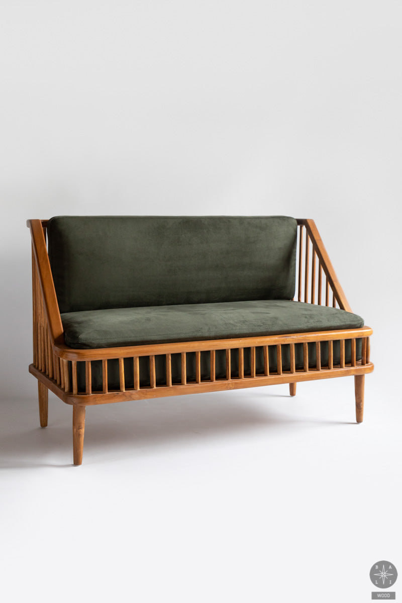 Teak wood sofa with upholstered part