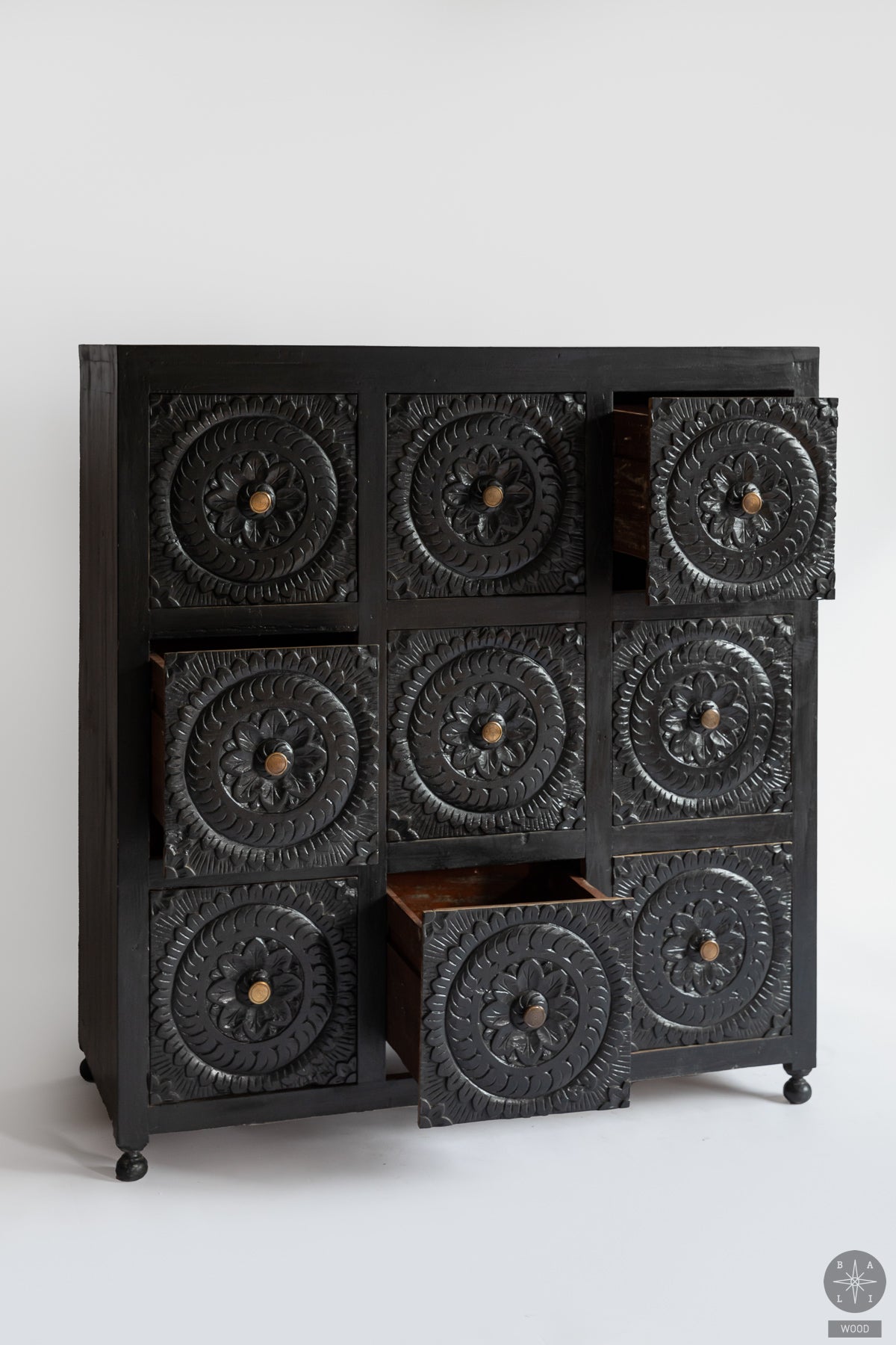 Teak wood commode with carvings