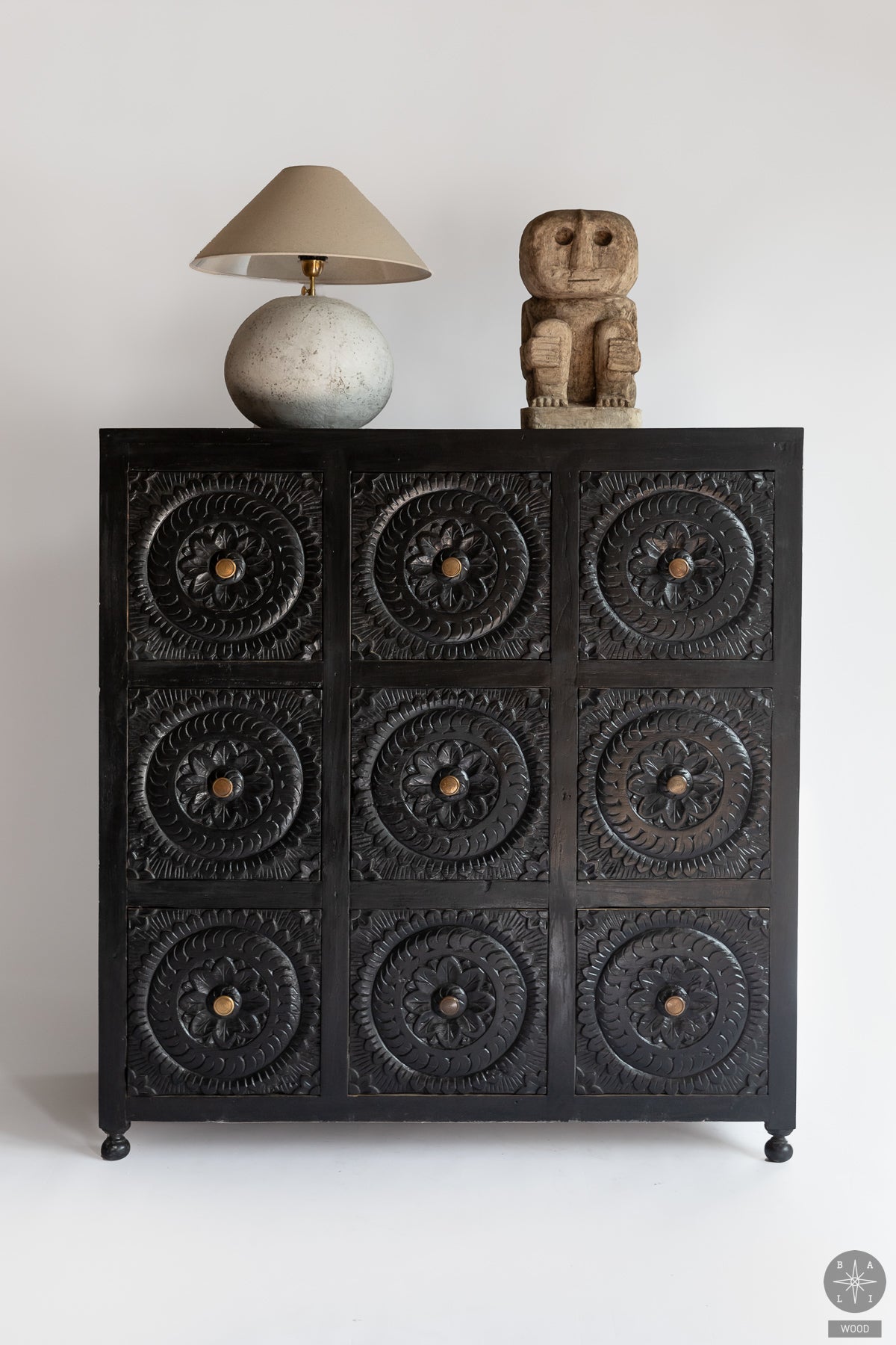 Teak wood commode with carvings
