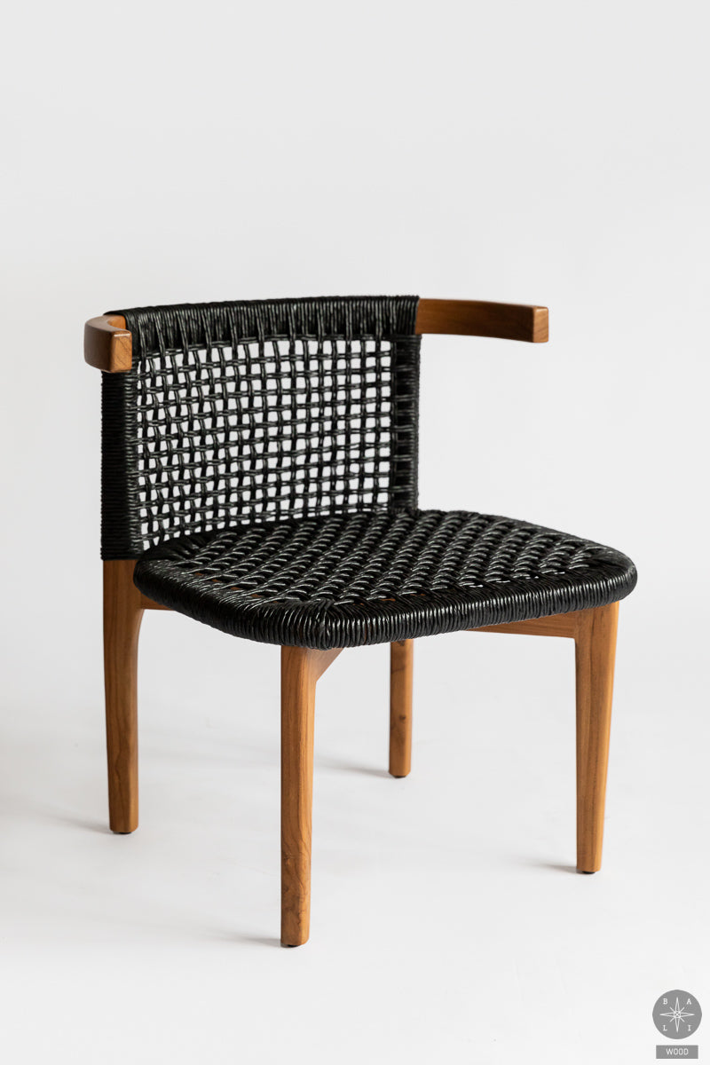 Teak and synthetic rattan armchair