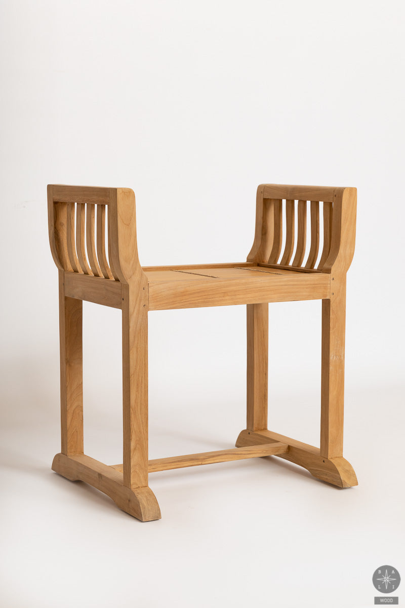 Teak wood bench with bamboo