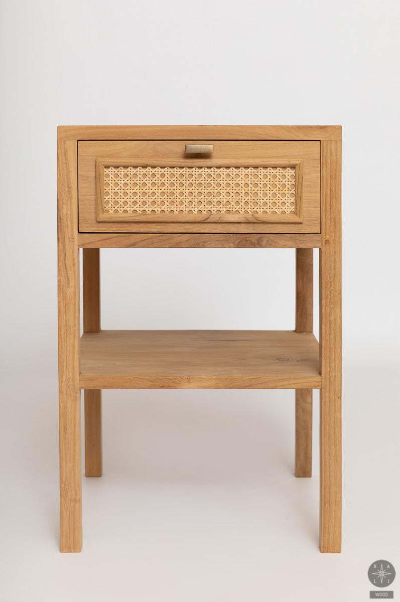 Teak wood cabinet with rattan