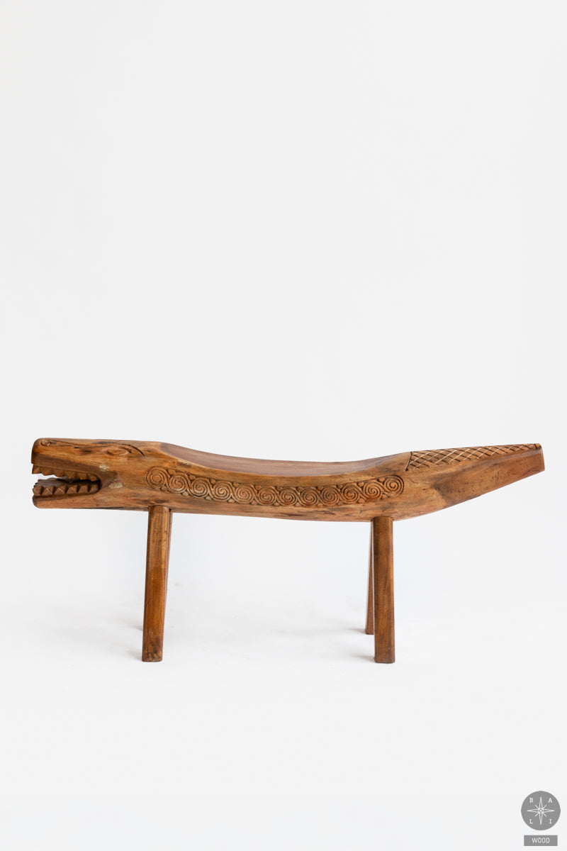 Crocodile bench made of suar wood