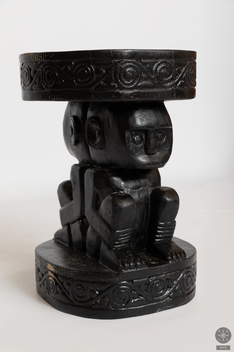 Primitive art teak wood table