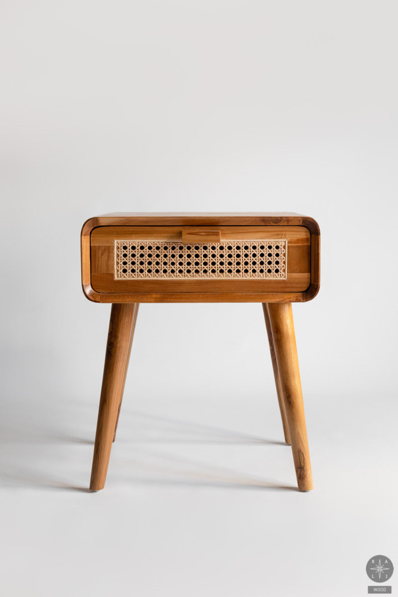 Teak wood cabinet with rattan