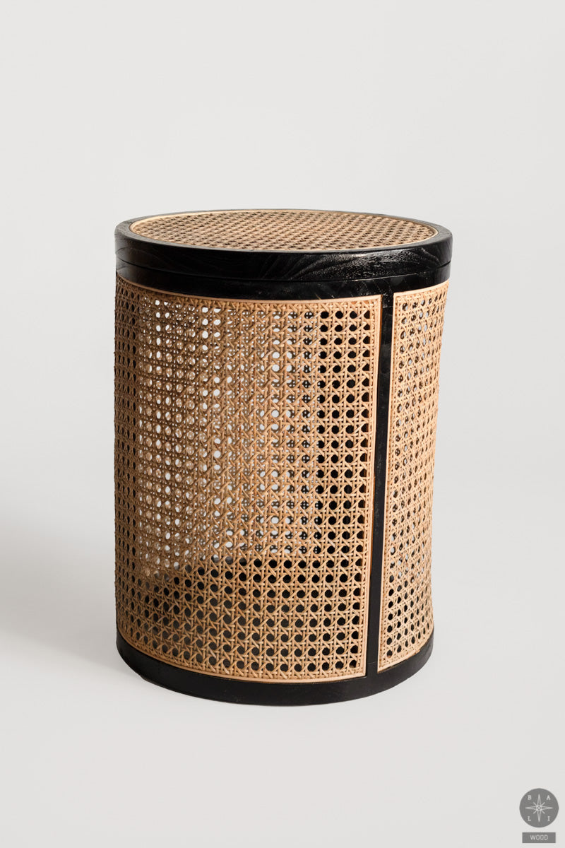 Rattan box with teak wood