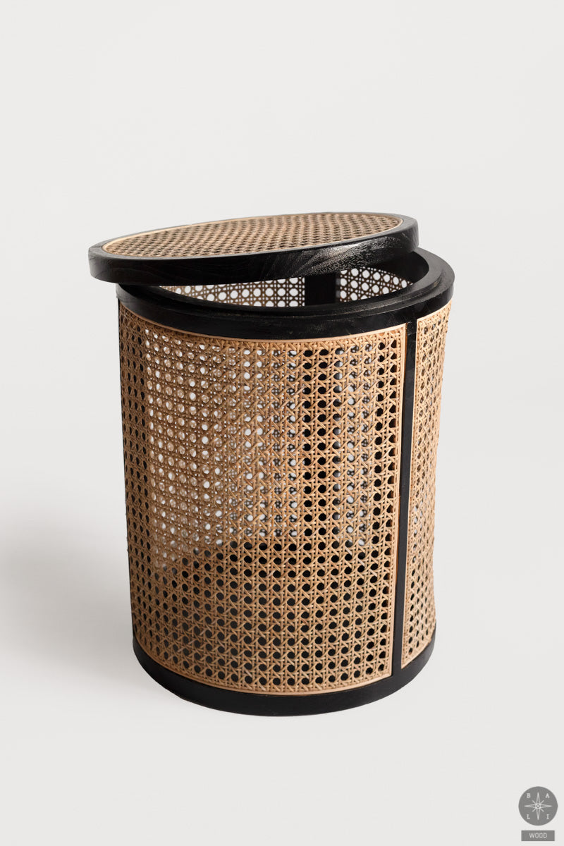 Rattan box with teak wood