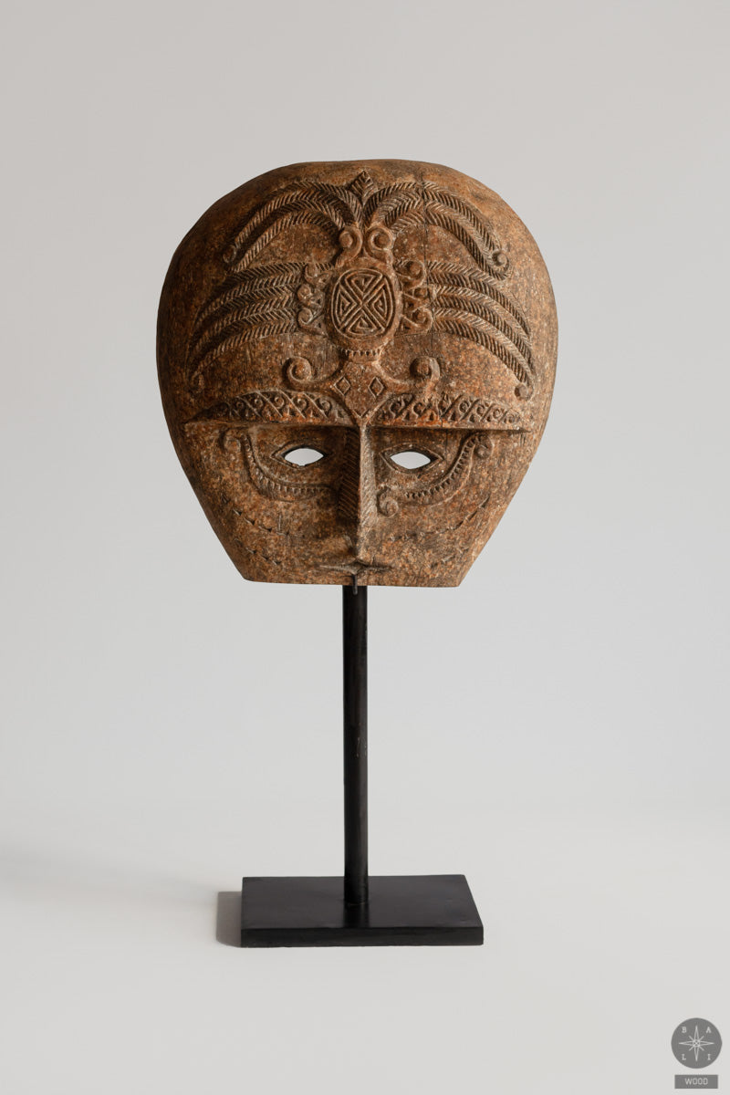 Teak wood mask statue