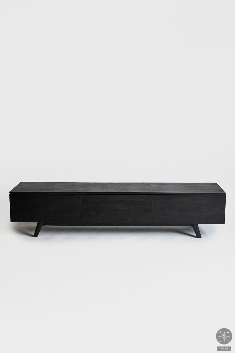 Low teak wood cabinet of drawers