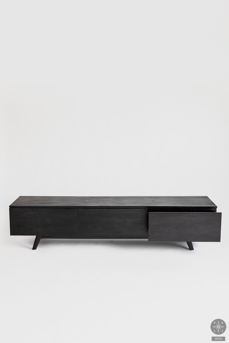 Low teak wood cabinet of drawers