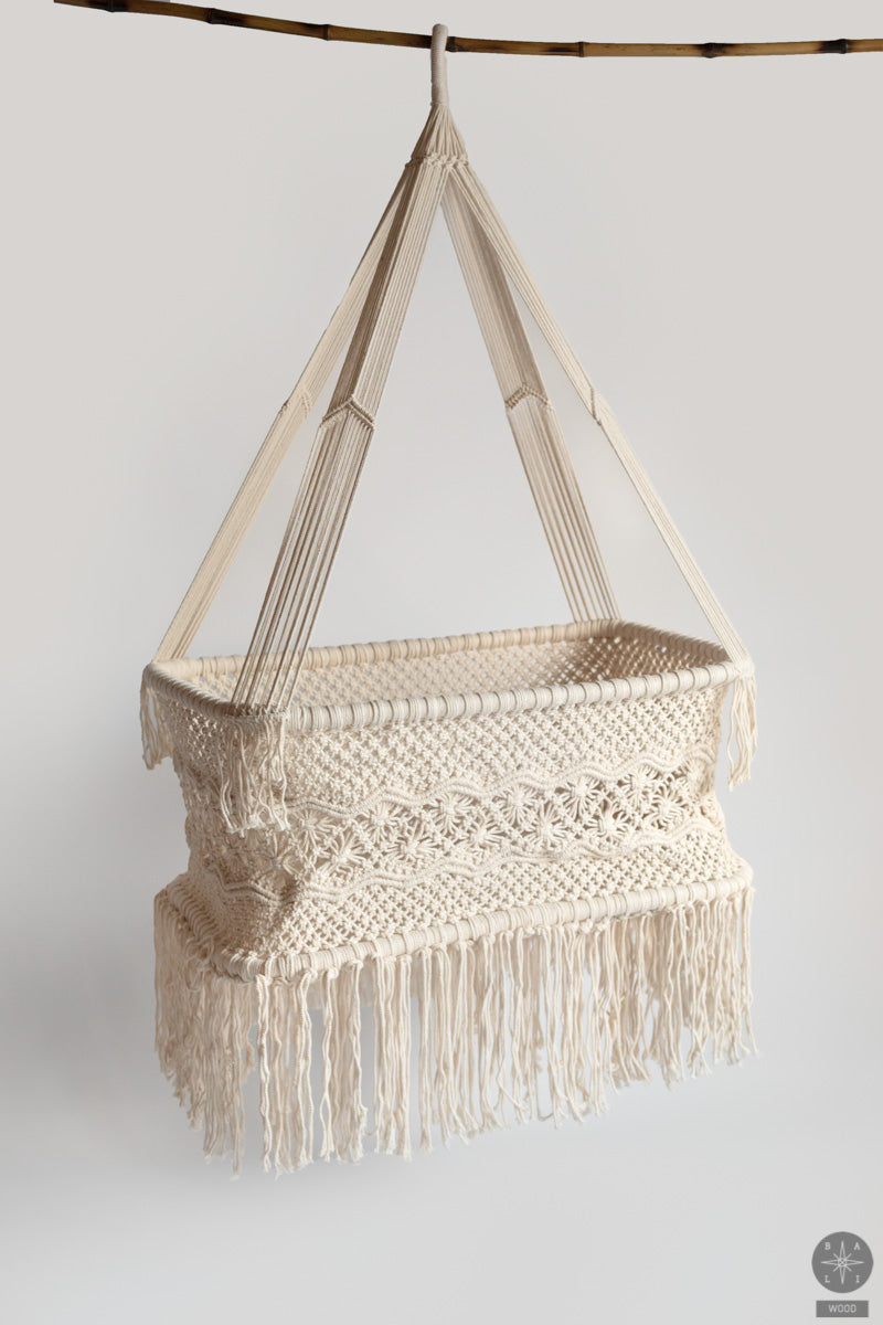Hanging macrame baby bed