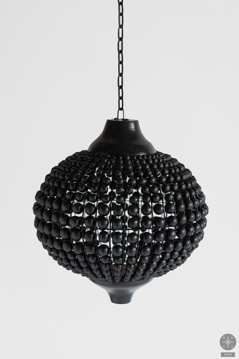 Lampshade made of wooden beads