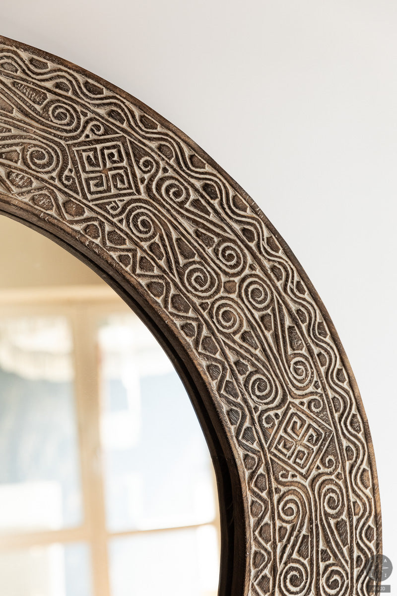 Teak wood mirror