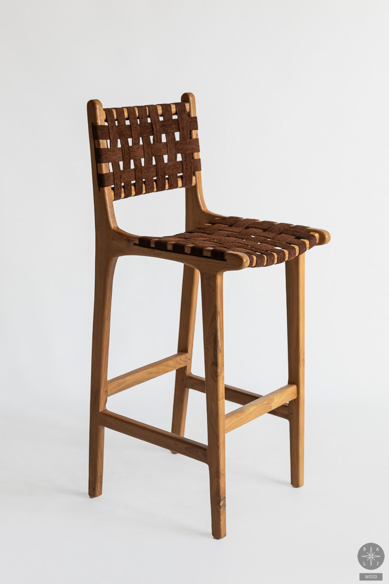 Teak wood half-bar chair with fabric