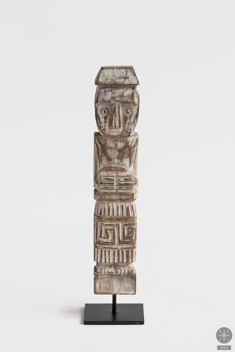 Statuette made of white washed teak wood