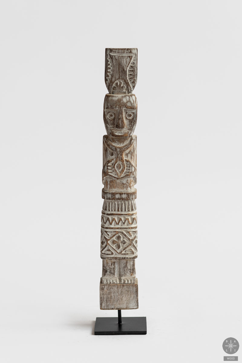 Statuette made of white washed teak wood